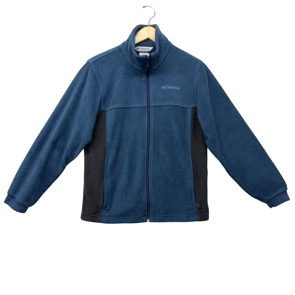 Columbia Youth Fleece Jacket Blue Gray Full Zip Mock Neck XB6705 Size 14/16 XL